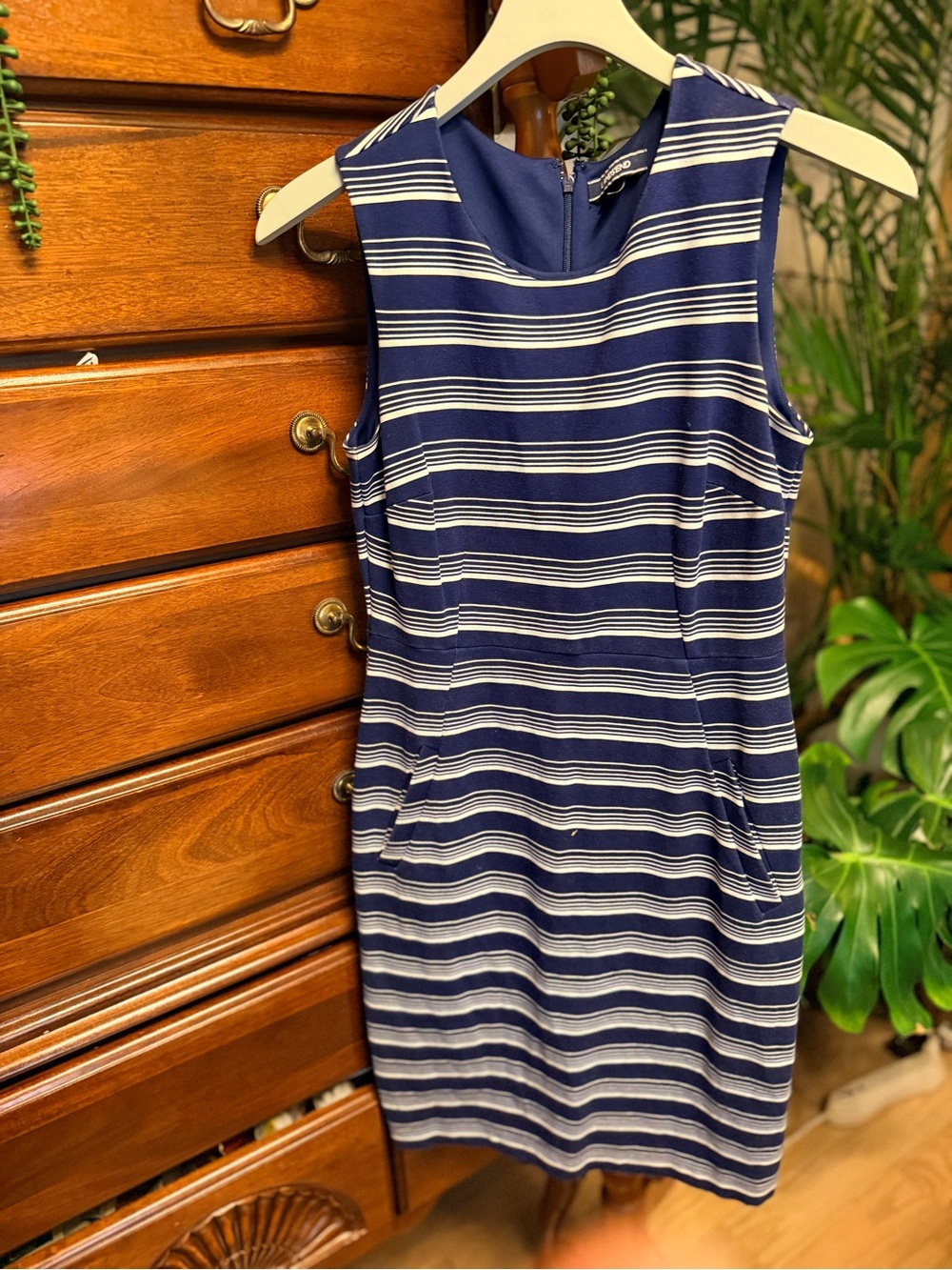 Lands End Nautical Pocket Dress Striped Sleeveless Sheath Dress 6P